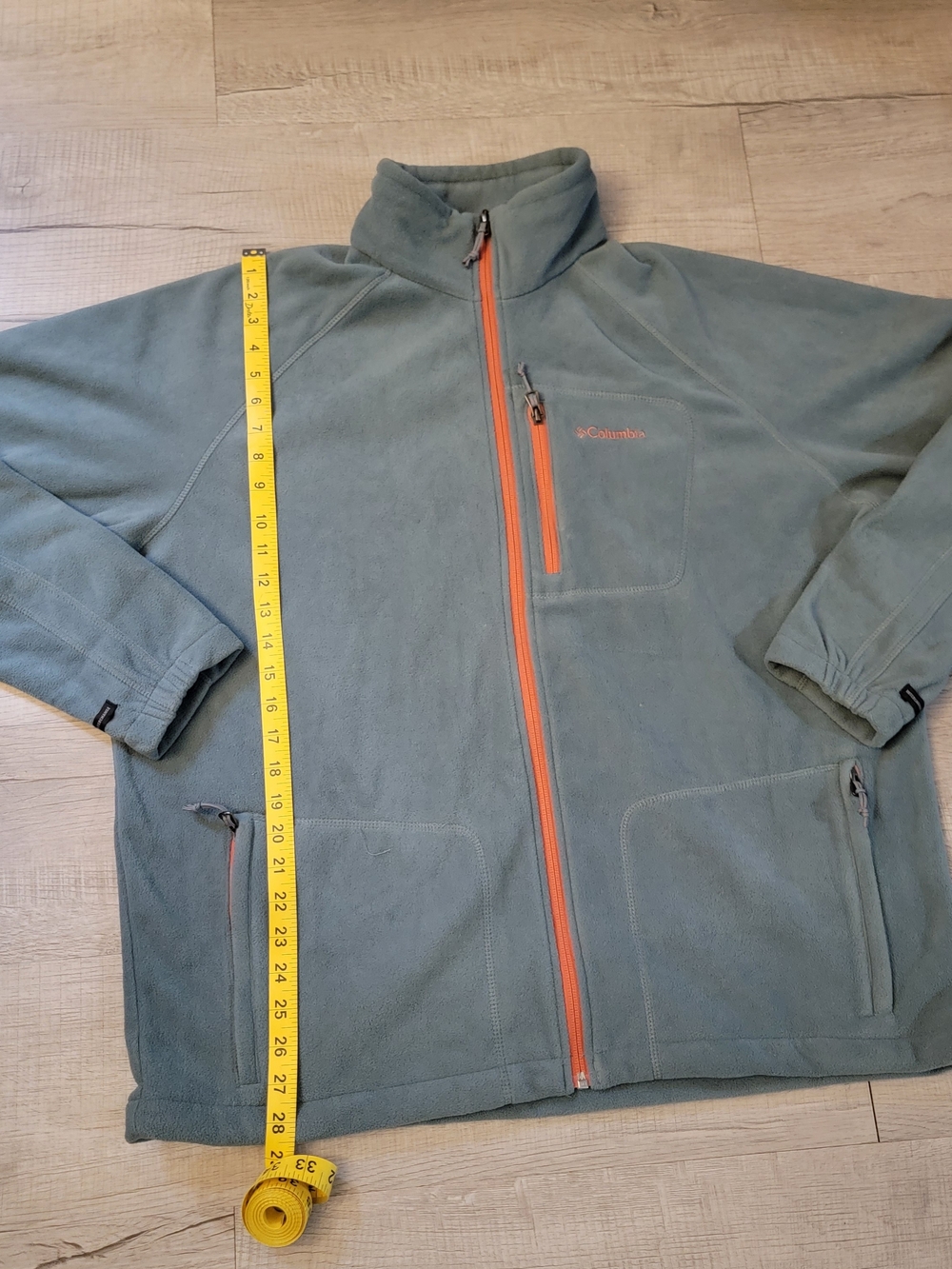 Columbia Men's Sage Green Fleece Jacket with Orange Zippers